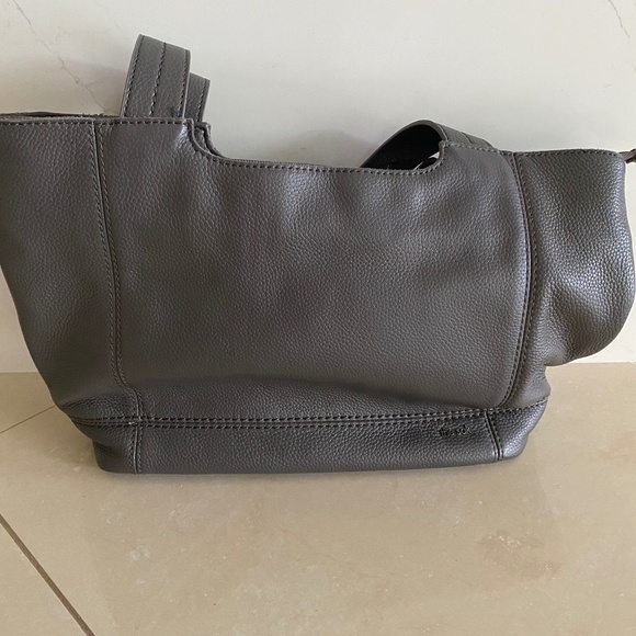 THE SAK De Young Pebbled Slate Gray Leather Hobo Tote Supple Shoulder Bag - Picture 3 of 10